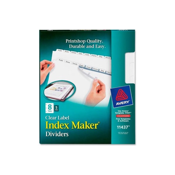 Avery Dennison Avery Index Maker Clear Label Divider, 8 Tabs, 5 Sets